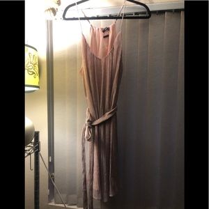 Pink and silver tie waist dress